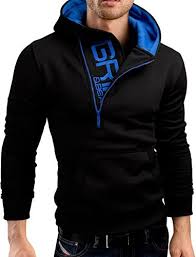 Grin&Bear Slim Fit Halvdraget Hoodie med Broderi
